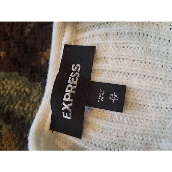 Express Batwing Sequin Sweater Women's XS Ivory Sparkle Holiday Party - Picture 4 of 5
